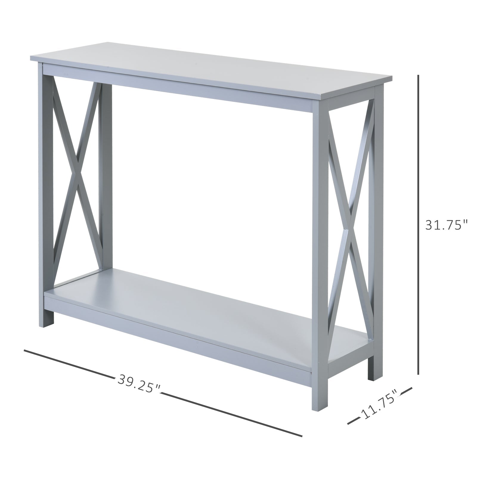 2 Tier X-Design Console Table Sofa Side Table w/Storage Shelf for Living Room Entryway, Grey Console Tables   at Gallery Canada