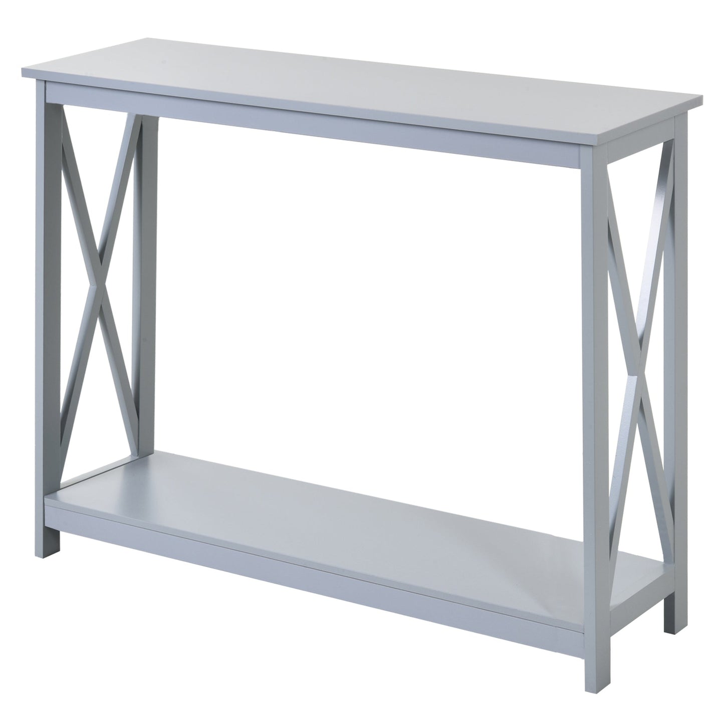 2 Tier X-Design Console Table Sofa Side Table w/Storage Shelf for Living Room Entryway, Grey Console Tables Grey  at Gallery Canada