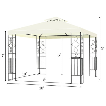 2 Tiers 10 x 10 Feet Patio Gazebo Canopy Tent, Beige Gazebos   at Gallery Canada