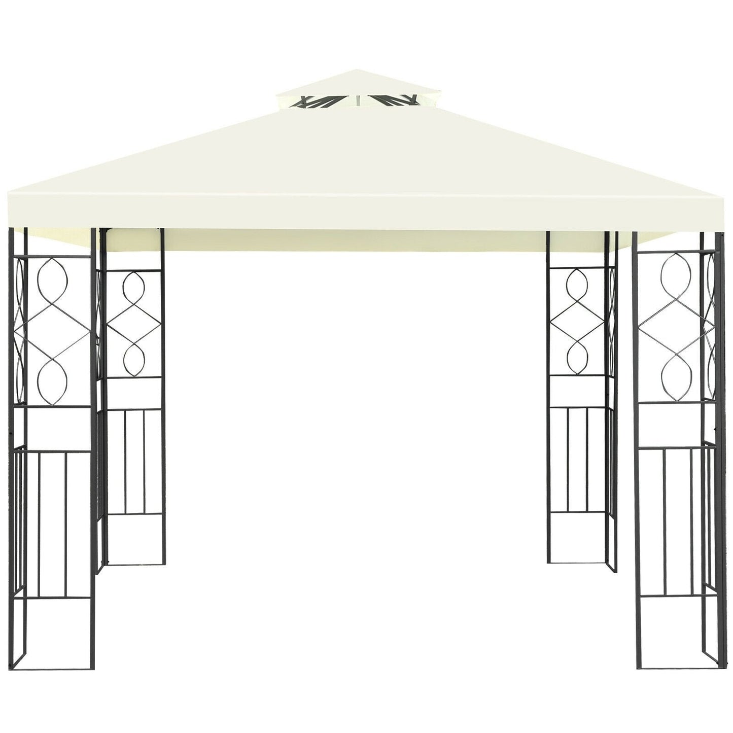 2 Tiers 10 x 10 Feet Patio Gazebo Canopy Tent, Beige Gazebos   at Gallery Canada