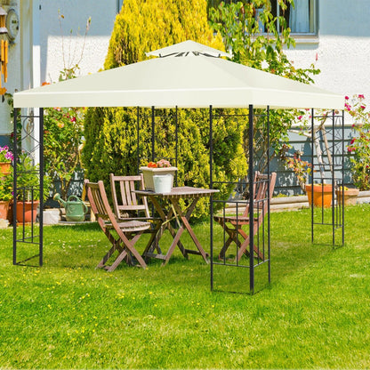 2 Tiers 10 x 10 Feet Patio Gazebo Canopy Tent, Beige Gazebos   at Gallery Canada