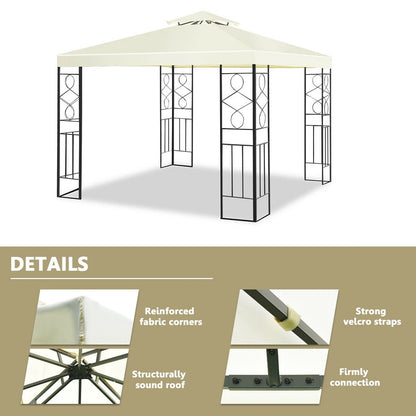 2 Tiers 10 x 10 Feet Patio Gazebo Canopy Tent, Beige Gazebos   at Gallery Canada