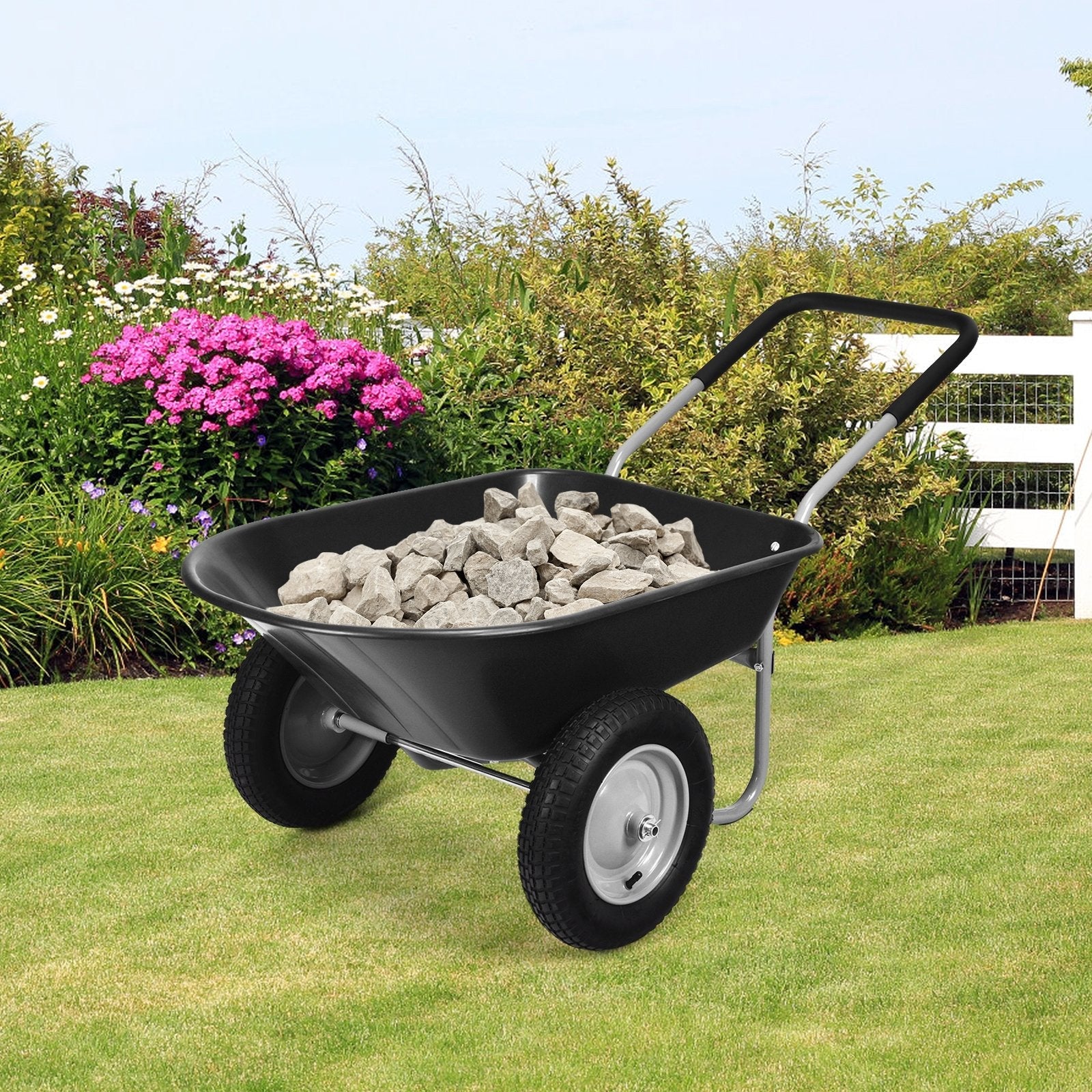 2 Tire Wheelbarrow Garden Cart Heavy-duty Dolly Utility Cart, Black Garden Carts   at Gallery Canada