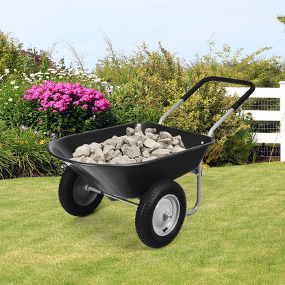 2 Tire Wheelbarrow Garden Cart Heavy-duty Dolly Utility Cart, Black Garden Carts   at Gallery Canada