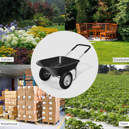 2 Tire Wheelbarrow Garden Cart Heavy-duty Dolly Utility Cart, Black Garden Carts   at Gallery Canada