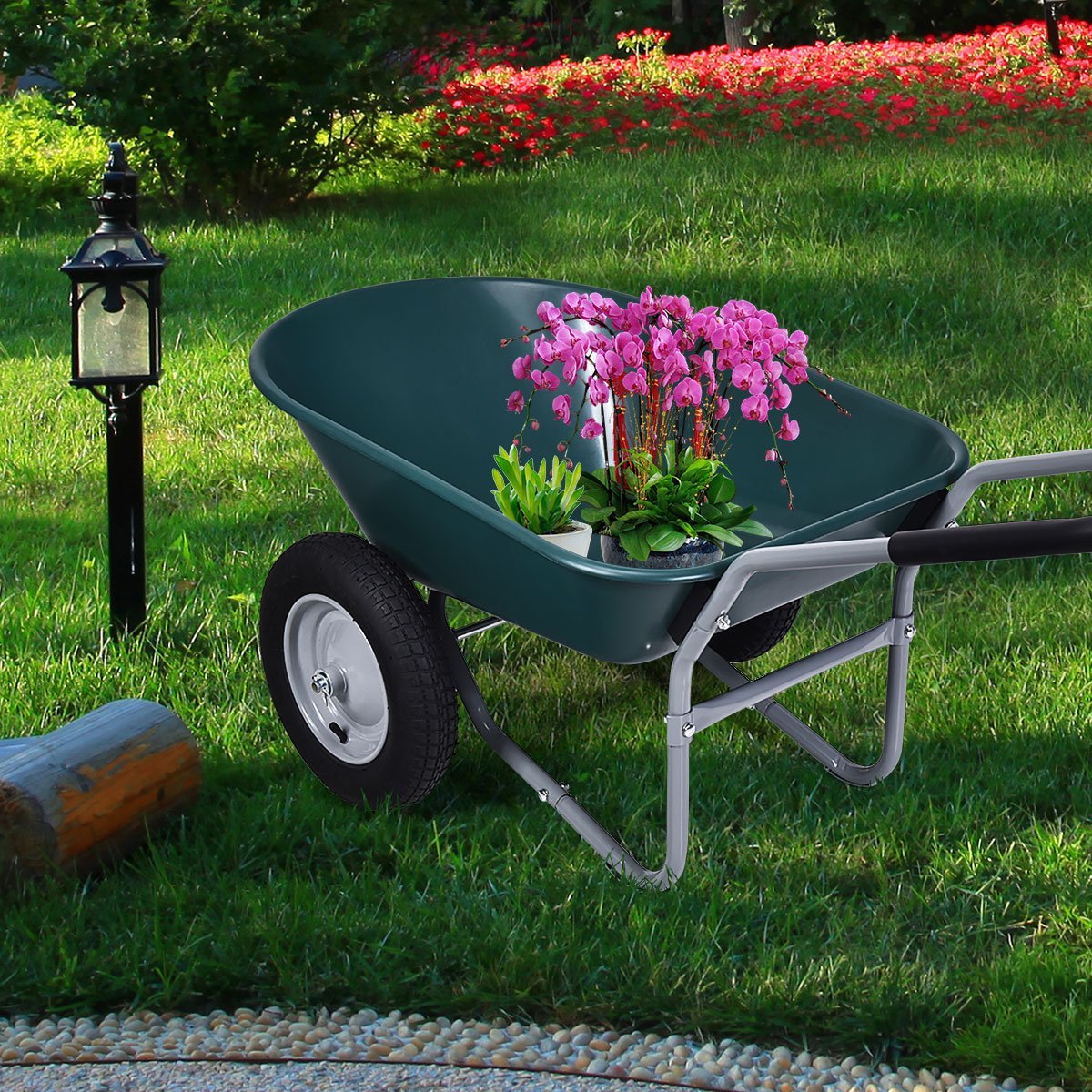 2 Tire Wheelbarrow Garden Cart Heavy-duty Dolly Utility Cart, Green Garden Carts   at Gallery Canada