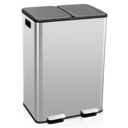 2 x 8 Gal Dual Compartment Trash Can, Silver Kitchen Organization   at Gallery Canada