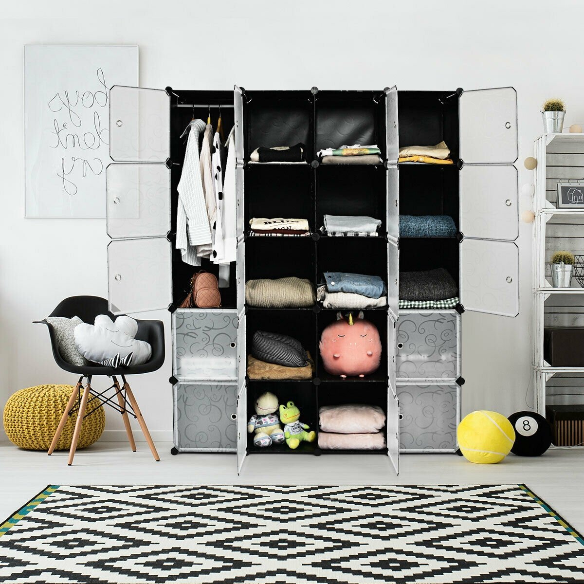 20-Cube DIY Plastic Cube Storage Organizer with Doors, Transparent Clothing & Closet Storage   at Gallery Canada