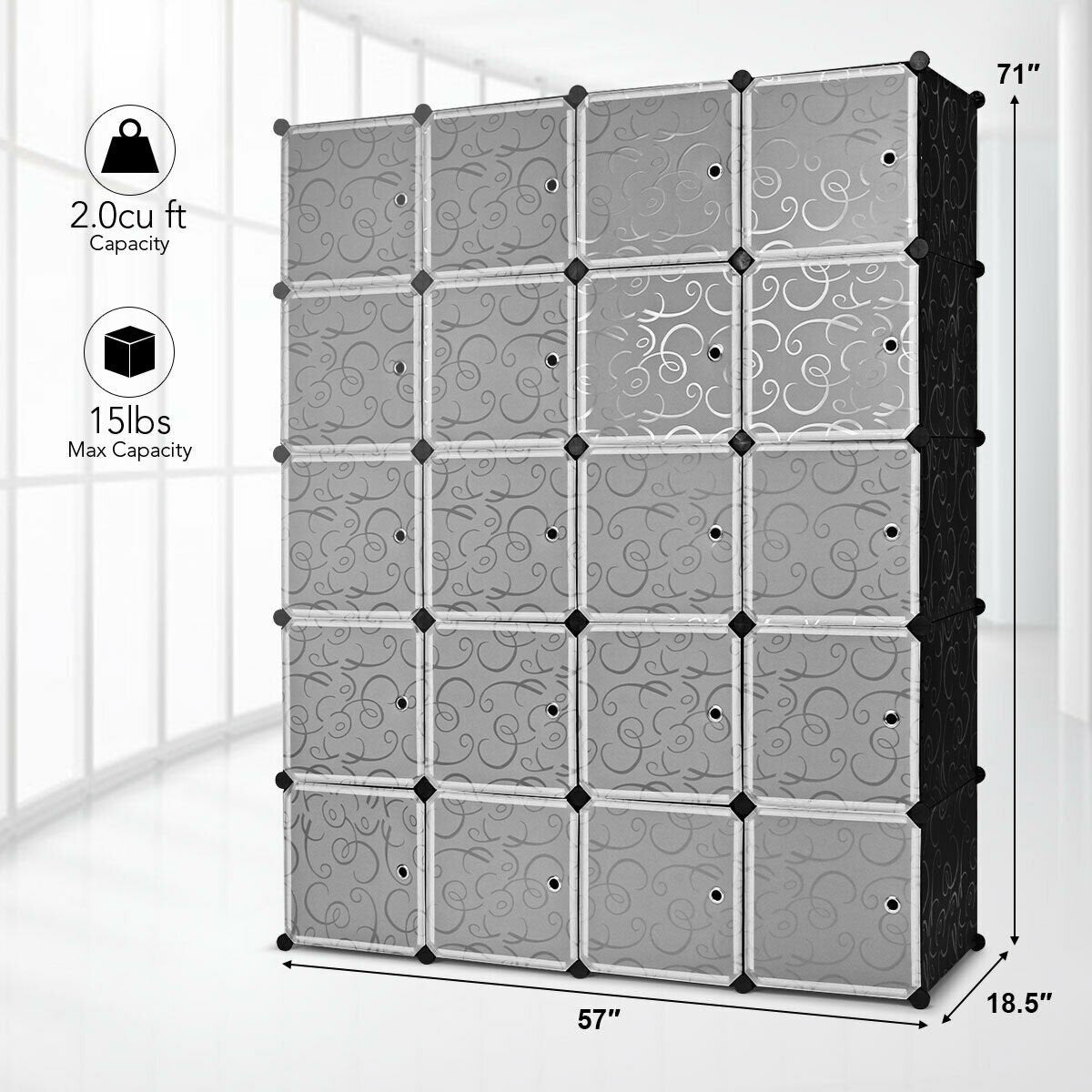 20-Cube DIY Plastic Cube Storage Organizer with Doors, Transparent Clothing & Closet Storage   at Gallery Canada