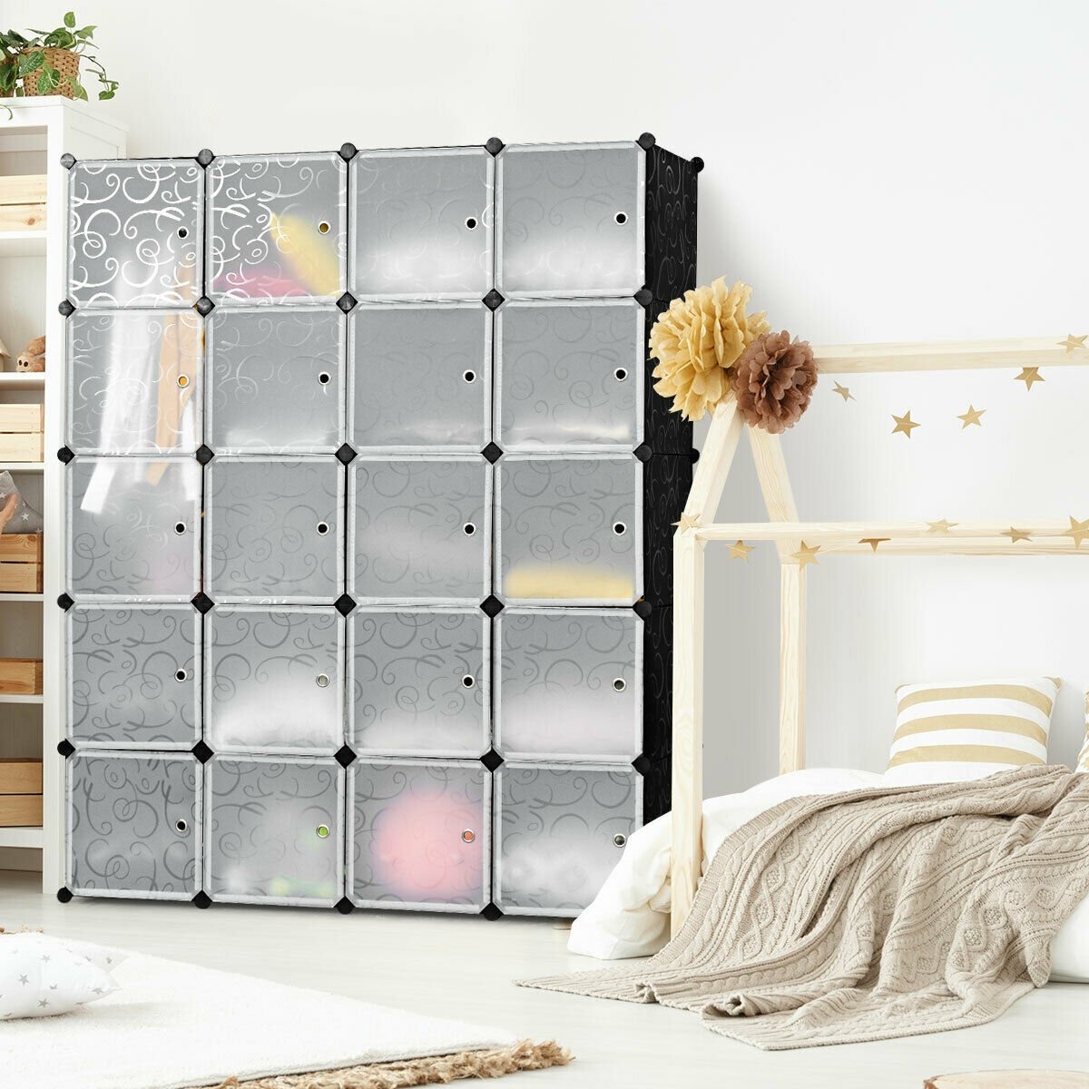 20-Cube DIY Plastic Cube Storage Organizer with Doors, Transparent Clothing & Closet Storage   at Gallery Canada