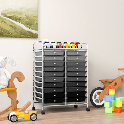 20 Drawers Rolling Storage Cart Studio Organizer, Black & Gray File Cabinets   at Gallery Canada