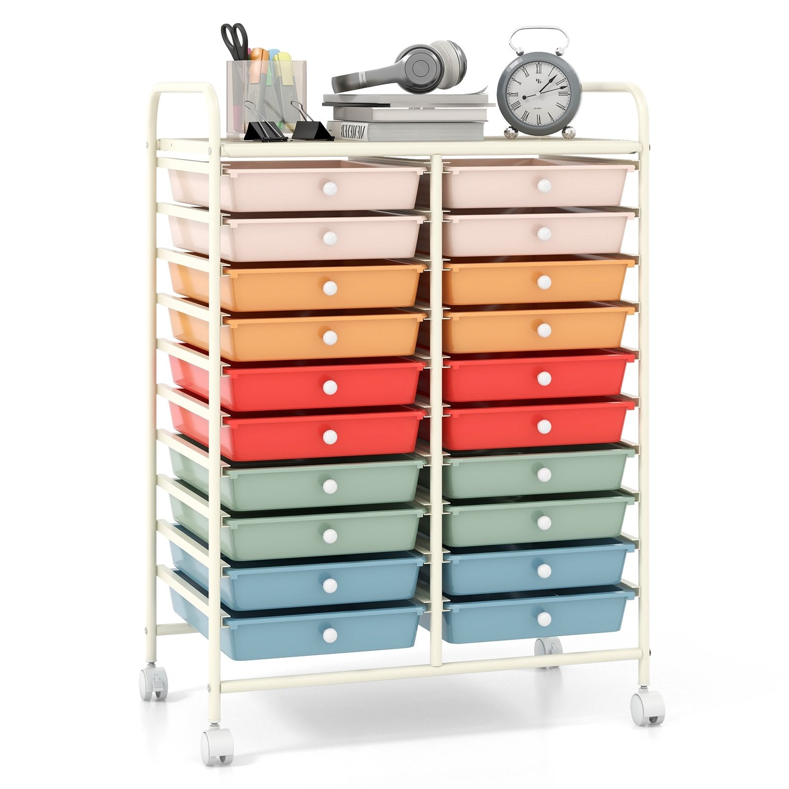 20 Drawers Rolling Storage Cart Studio Organizer, Deep Multicolor File Cabinets   at Gallery Canada