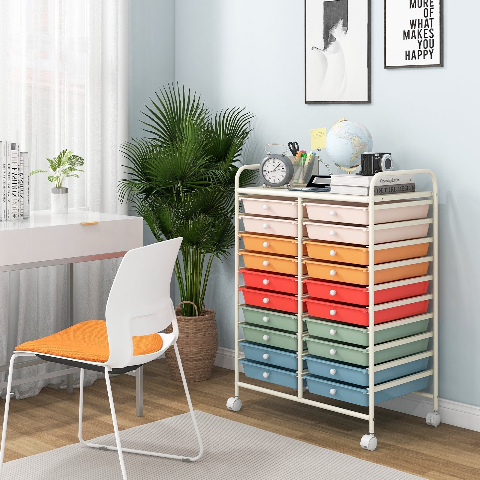 20 Drawers Rolling Storage Cart Studio Organizer, Deep Multicolor File Cabinets   at Gallery Canada