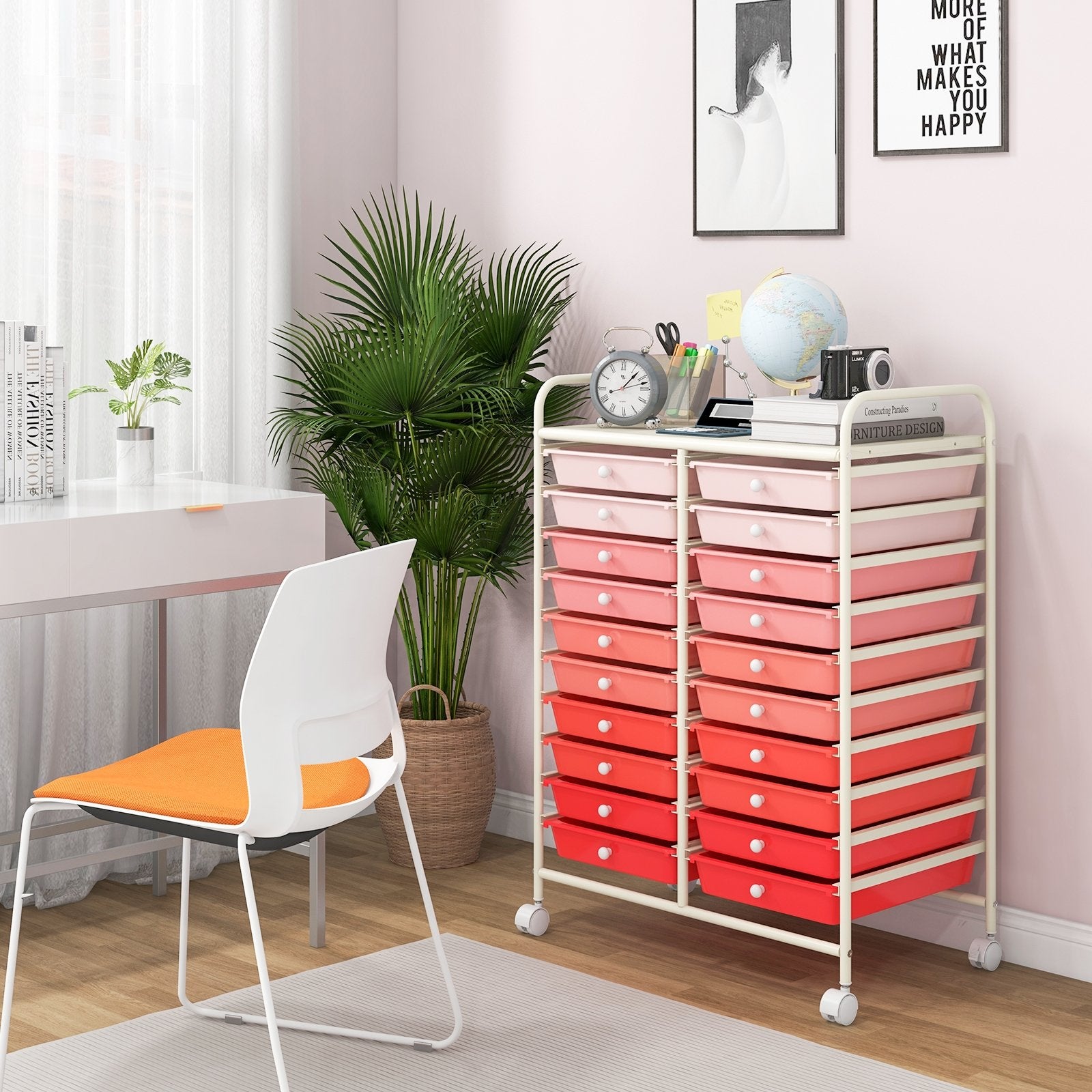 20 Drawers Rolling Storage Cart Studio Organizer, Pink File Cabinets   at Gallery Canada