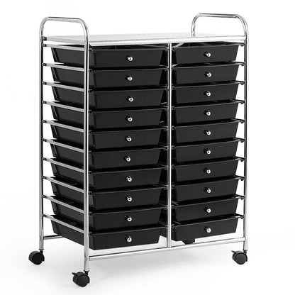 20 Drawers Storage Rolling Cart Studio Organizer, Black File Cabinets   at Gallery Canada