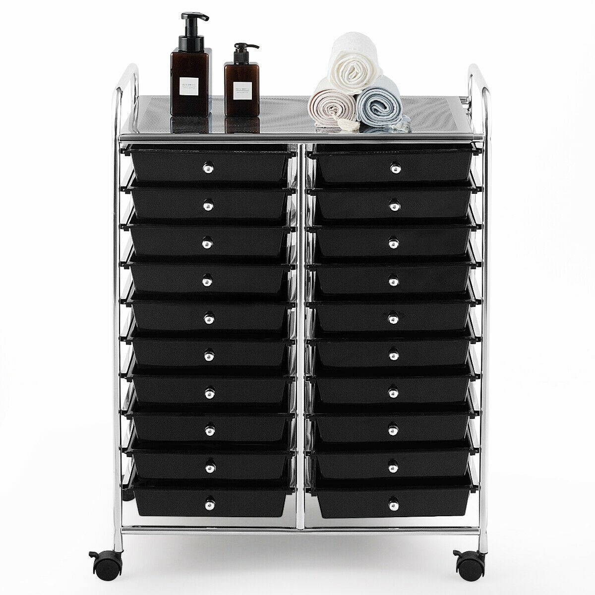 20 Drawers Storage Rolling Cart Studio Organizer, Black File Cabinets   at Gallery Canada