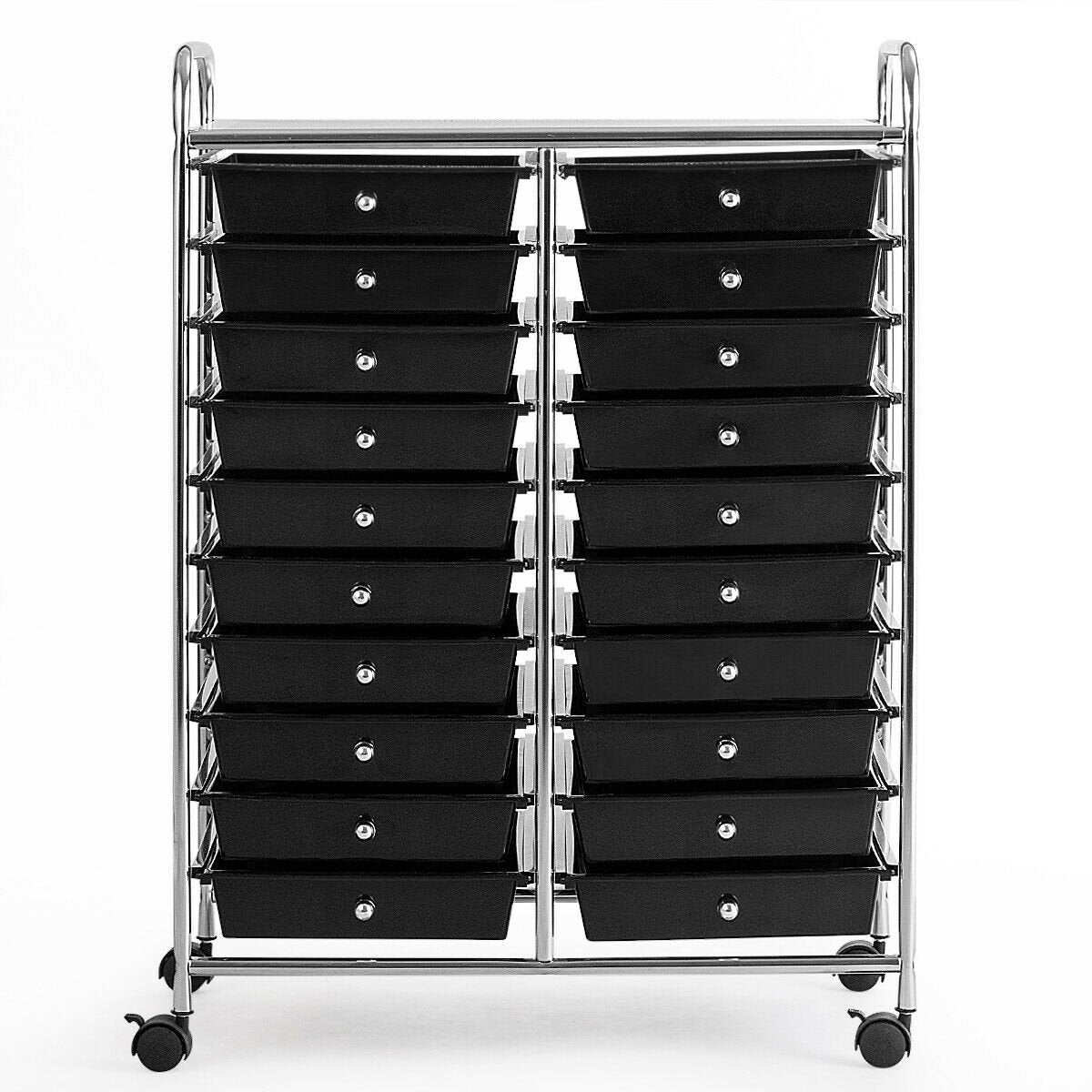 20 Drawers Storage Rolling Cart Studio Organizer, Black File Cabinets   at Gallery Canada