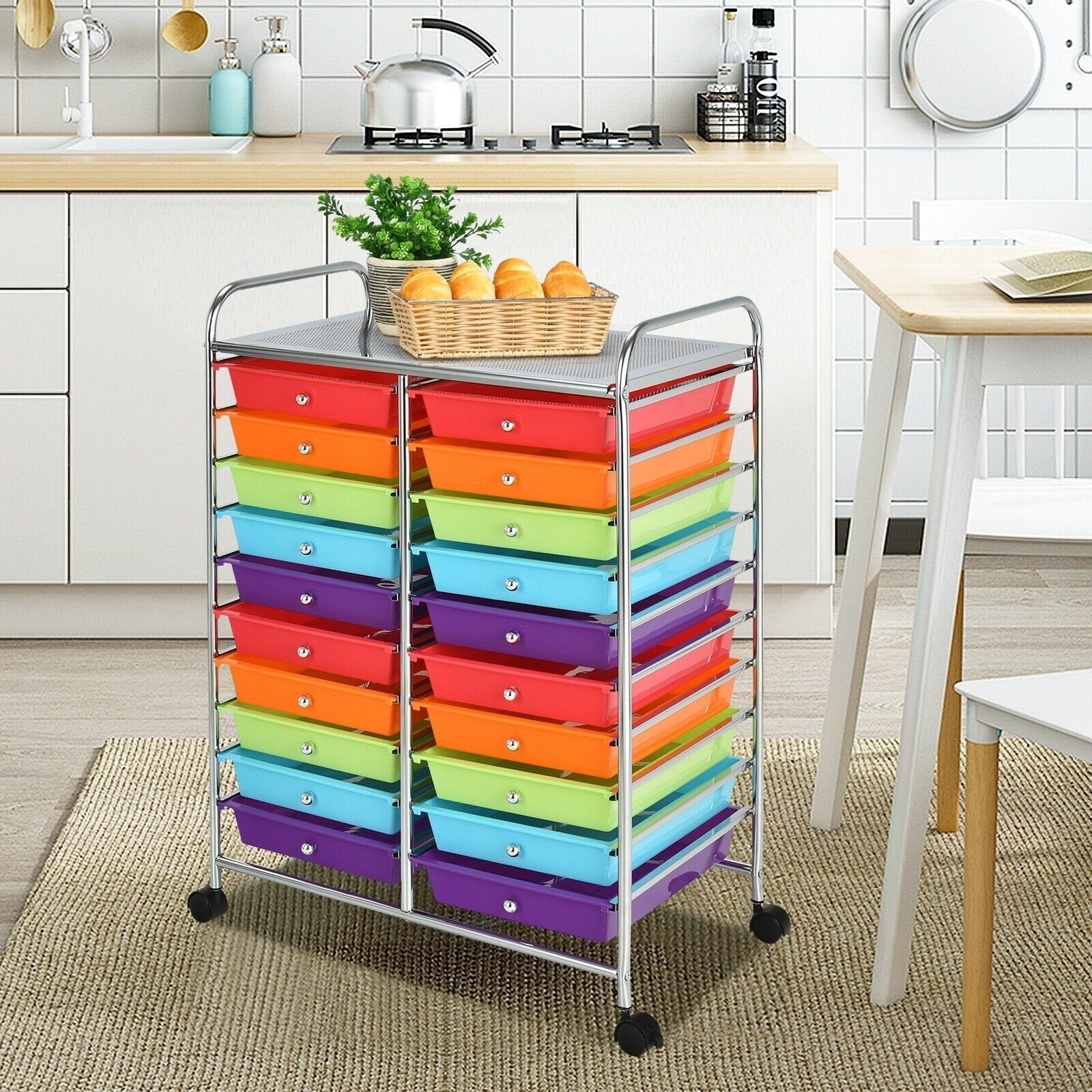 20 Drawers Storage Rolling Cart Studio Organizer, Multicolor File Cabinets   at Gallery Canada