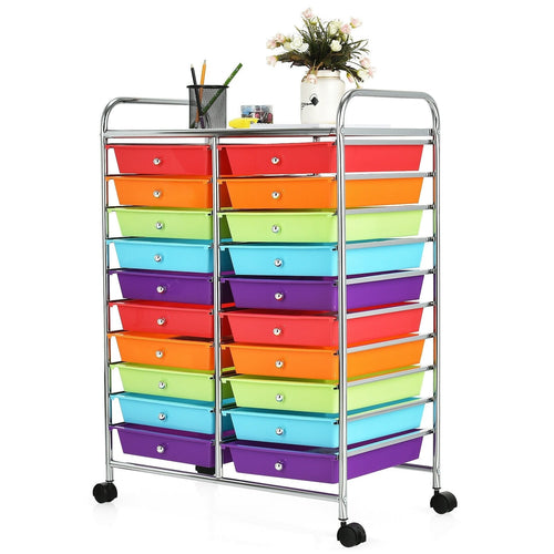 20 Drawers Storage Rolling Cart Studio Organizer, Multicolor