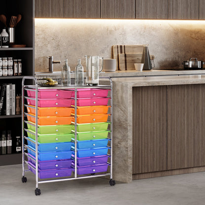 20 Drawers Storage Rolling Cart Studio Organizer, Sheer Rainbow File Cabinets   at Gallery Canada