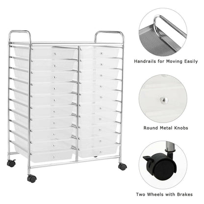 20 Drawers Storage Rolling Cart Studio Organizer, Transparent File Cabinets   at Gallery Canada