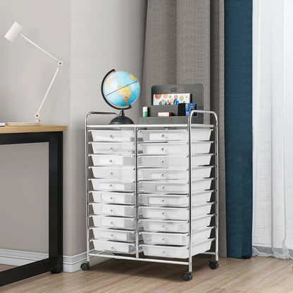 20 Drawers Storage Rolling Cart Studio Organizer, Transparent File Cabinets   at Gallery Canada