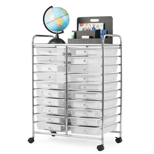 20 Drawers Storage Rolling Cart Studio Organizer, Transparent