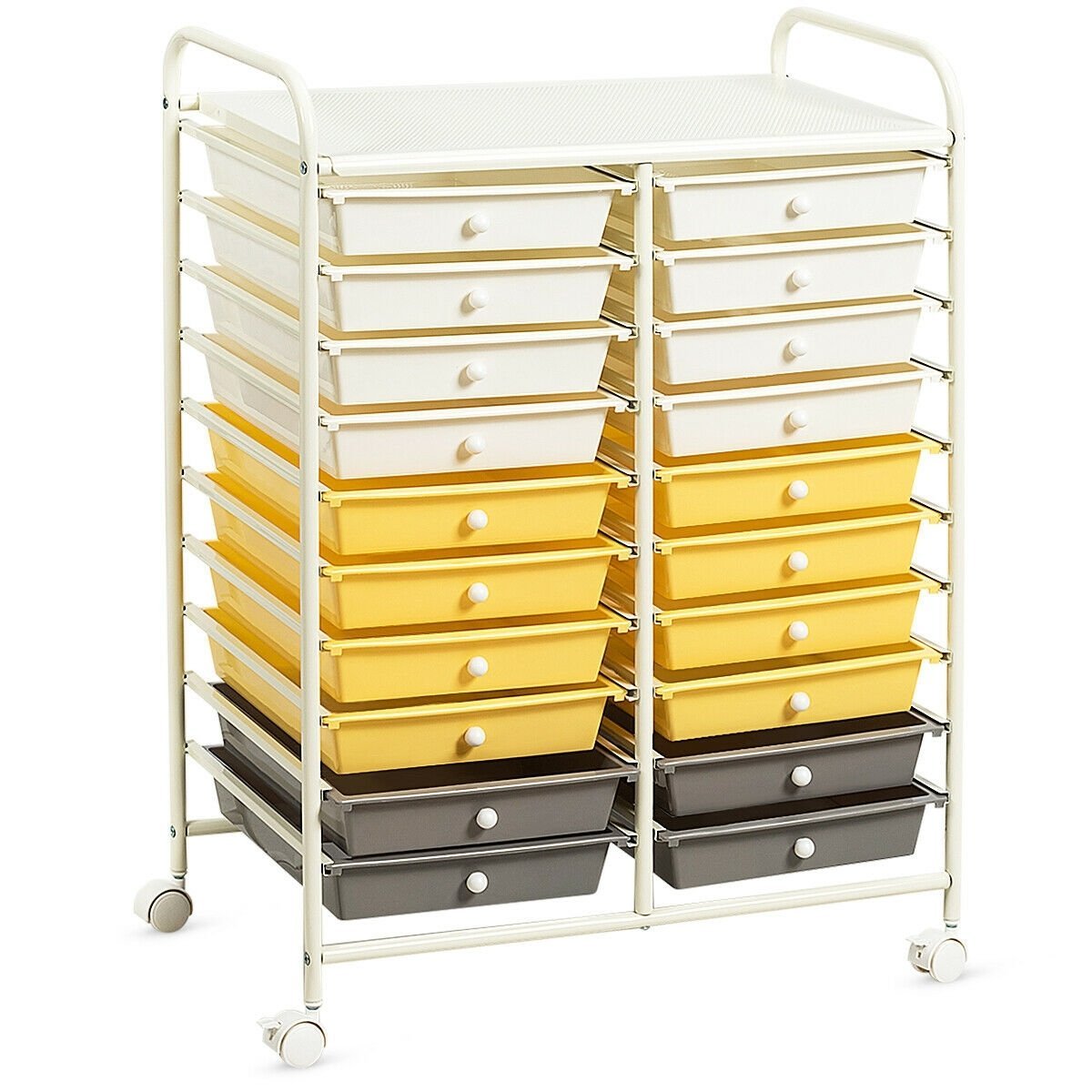 20 Drawers Storage Rolling Cart Studio Organizer, Yellow File Cabinets   at Gallery Canada