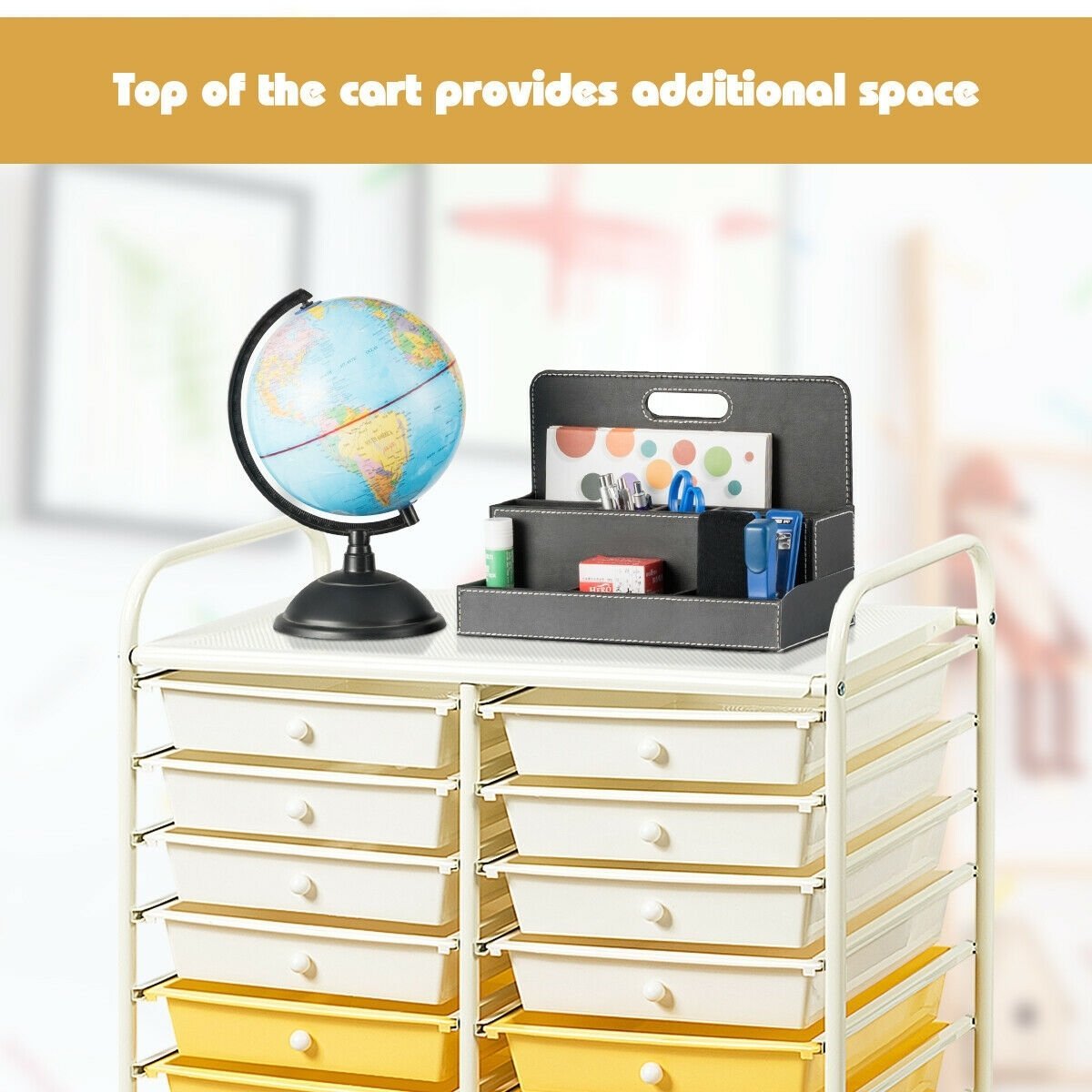 20 Drawers Storage Rolling Cart Studio Organizer, Yellow File Cabinets   at Gallery Canada