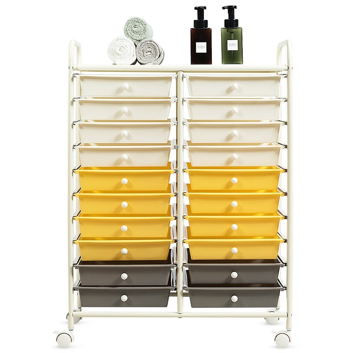 20 Drawers Storage Rolling Cart Studio Organizer, Yellow File Cabinets   at Gallery Canada