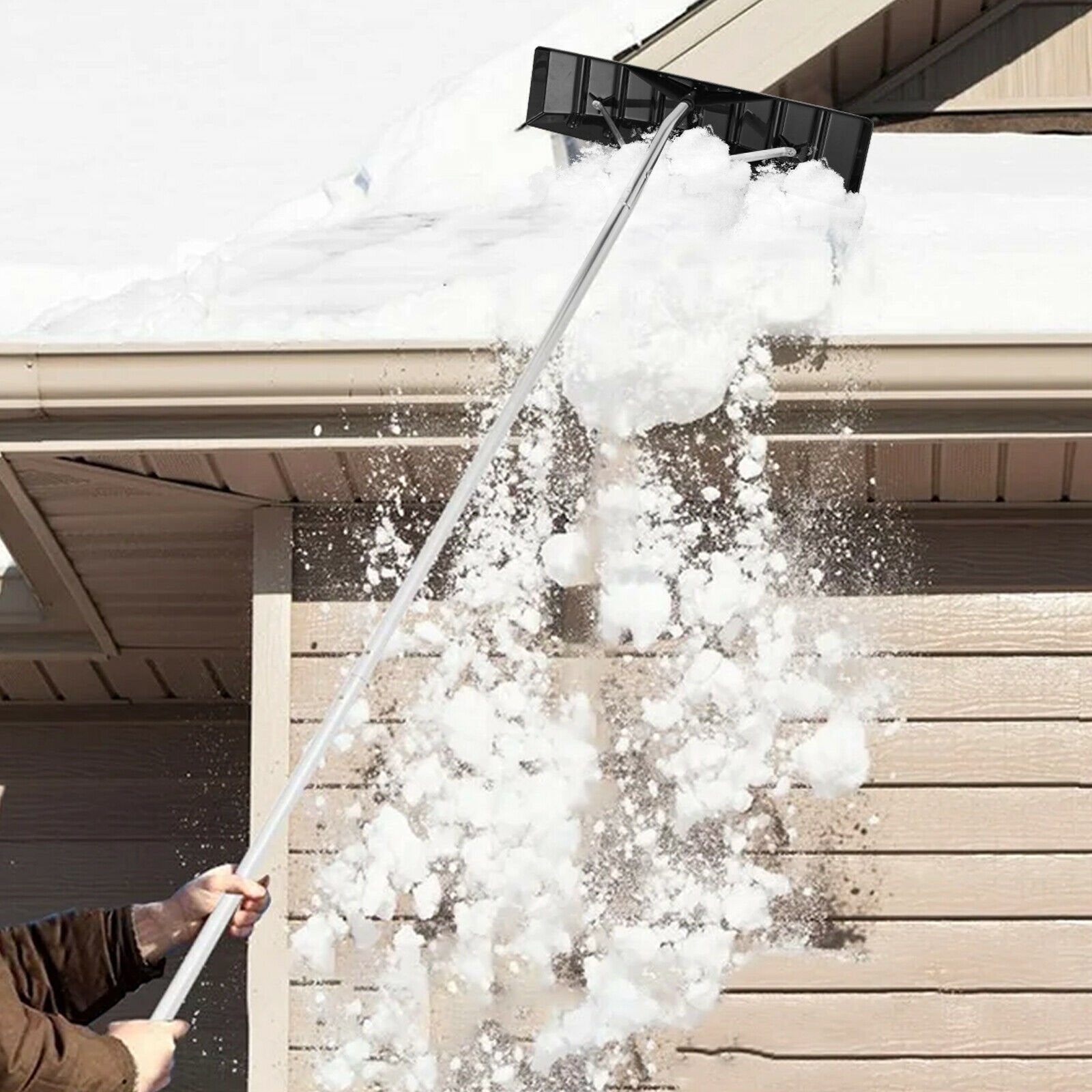 20 Feet Extendable Aluminum Snow Roof Rake with Anti-slip Handle, Black Snow Removal   at Gallery Canada