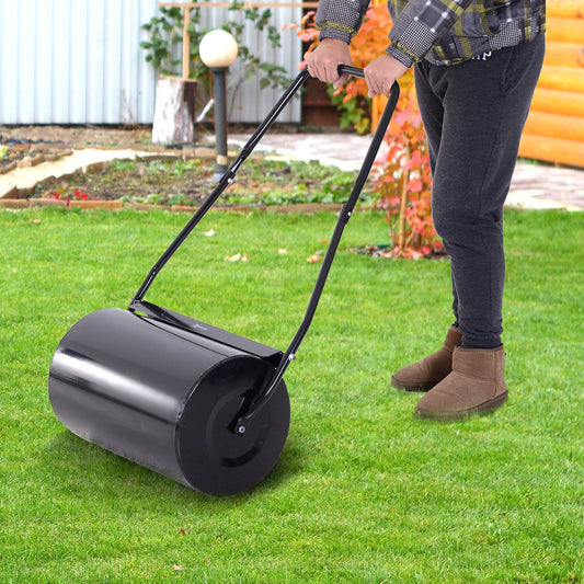 20" Heavy Duty Push/Tow Poly Lawn Roller Garden Roller Filled w/ Water or Sand Lawn Rollers Black  at Gallery Canada