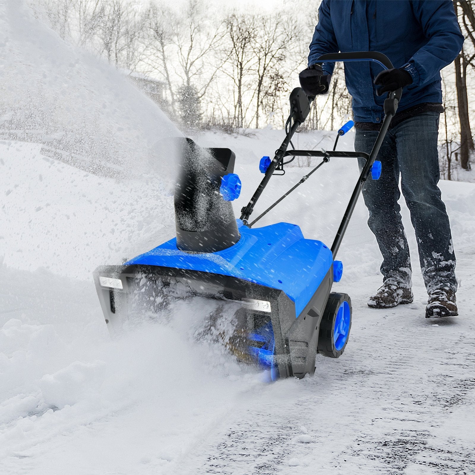 20 Inch 120V 15Amp Electric Snow Thrower  with 180° Rotatable Chute, Blue Snow Removal   at Gallery Canada