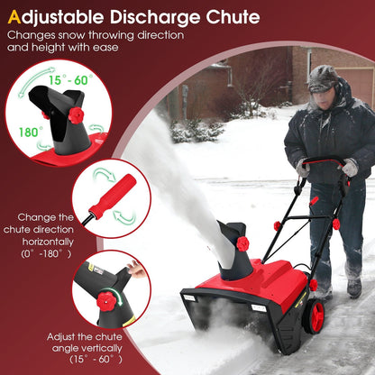 20 Inch 120V 15Amp Electric Snow Thrower with 180° Rotatable Chute, Red Snow Removal   at Gallery Canada