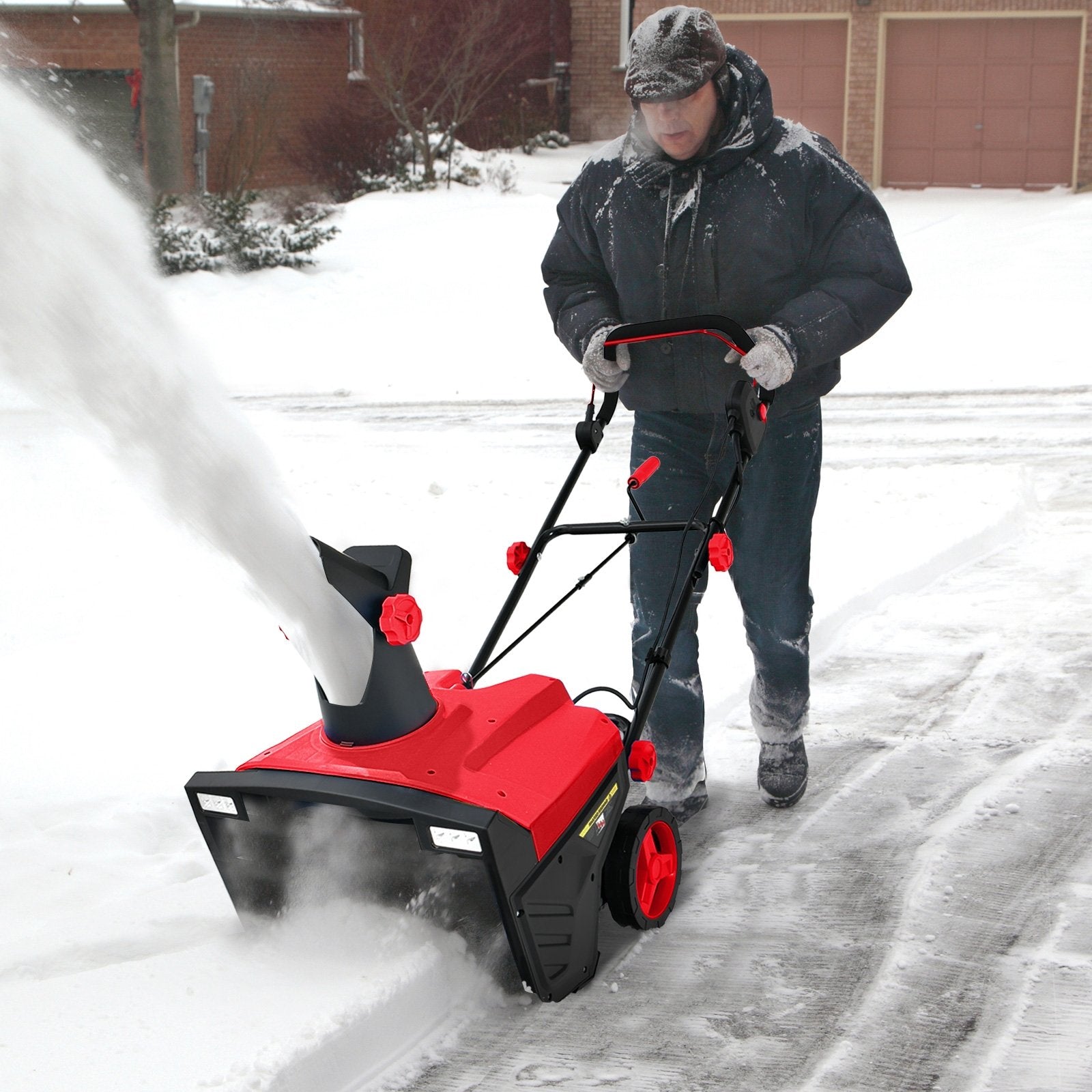 20 Inch 120V 15Amp Electric Snow Thrower with 180° Rotatable Chute, Red Snow Removal   at Gallery Canada