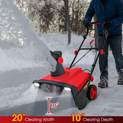 20 Inch 120V 15Amp Electric Snow Thrower with 180° Rotatable Chute, Red Snow Removal   at Gallery Canada