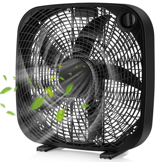 20 Inch Box Portable Floor Fan with 3 Speed Settings and Knob Control, Black Fans   at Gallery Canada