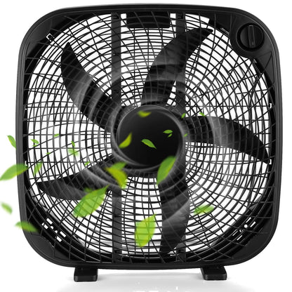 20 Inch Box Portable Floor Fan with 3 Speed Settings and Knob Control, Black Fans   at Gallery Canada