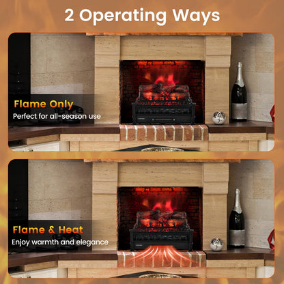 20 Inch Electric Fireplace Heater with Realistic Pinewood Ember Bed, Black Fireplaces   at Gallery Canada