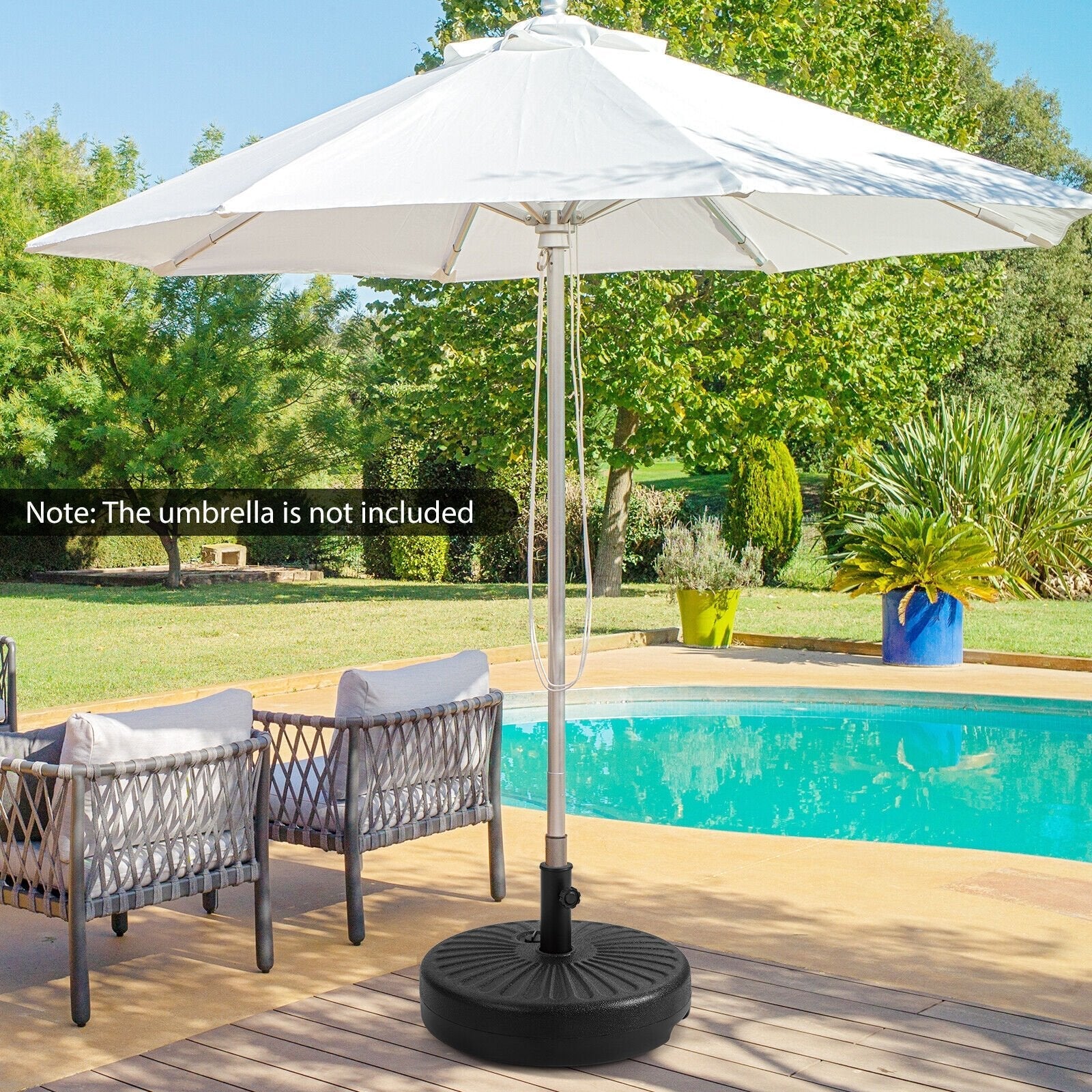 20 Inch Fillable Heavy-Duty Round Umbrella Base Stand, Black Outdoor Umbrella Bases   at Gallery Canada