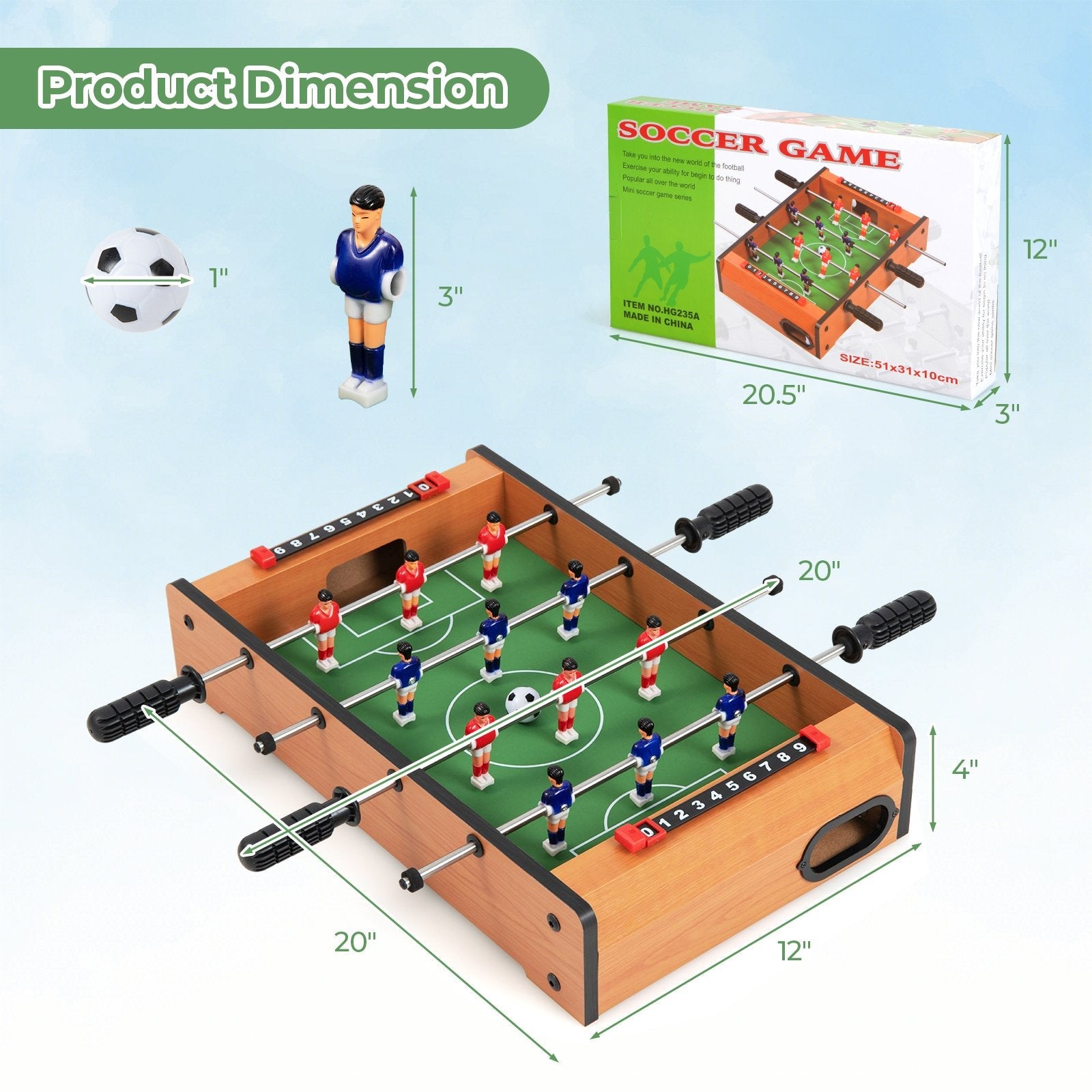 20 Inch Indoor Competition Game Soccer Table, Brown Game Room   at Gallery Canada