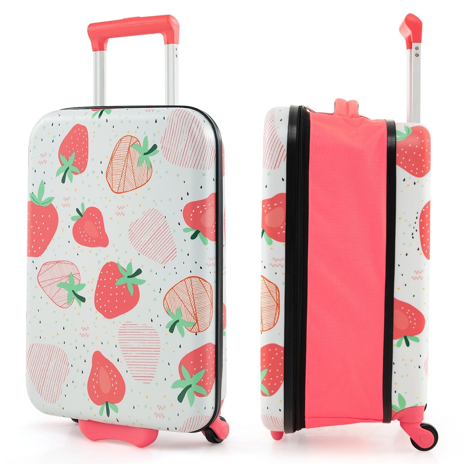 20 Inch Kids Rolling Luggage Foldable Hardshell Carry-on Suitcase on Wheels, Pink Kids Luggage   at Gallery Canada