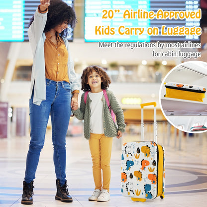 20 Inch Kids Rolling Luggage Foldable Hardshell Carry-on Suitcase on Wheels, Yellow Kids Luggage   at Gallery Canada