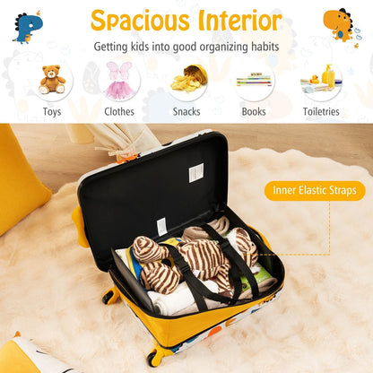 20 Inch Kids Rolling Luggage Foldable Hardshell Carry-on Suitcase on Wheels, Yellow Kids Luggage   at Gallery Canada