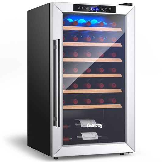 20 Inch Wine Refrigerator for 33 Bottles and Tempered Glass Door, Silver Wine & Beverage Coolers   at Gallery Canada