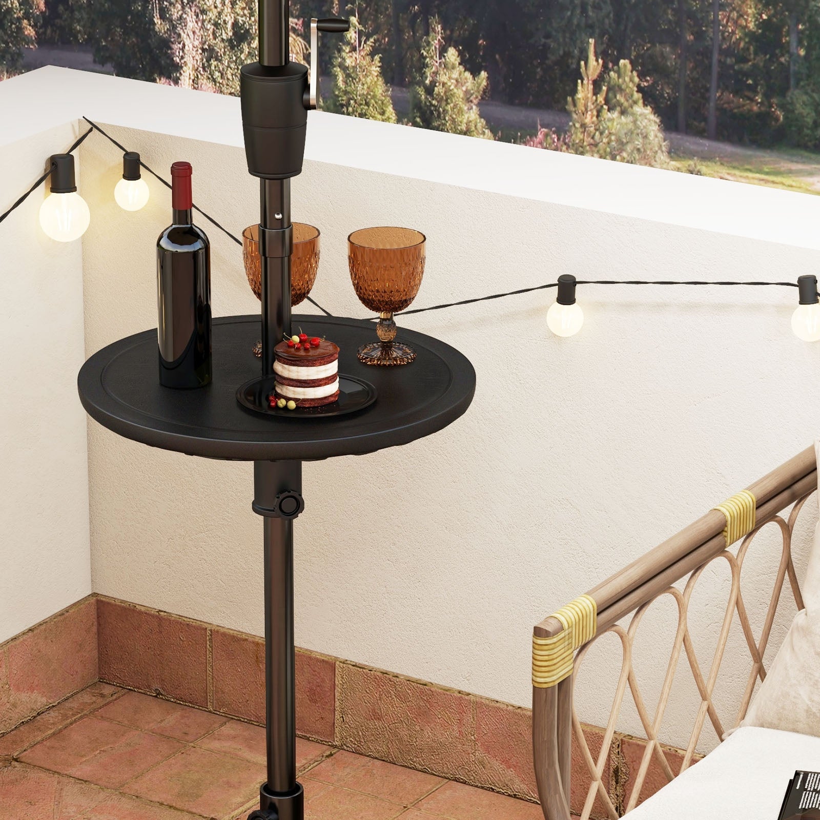 20 Inches Outdoor Adjustable Umbrella Table with 1.5 Inches Umbrella Hole, Black Outdoor Umbrella Bases   at Gallery Canada