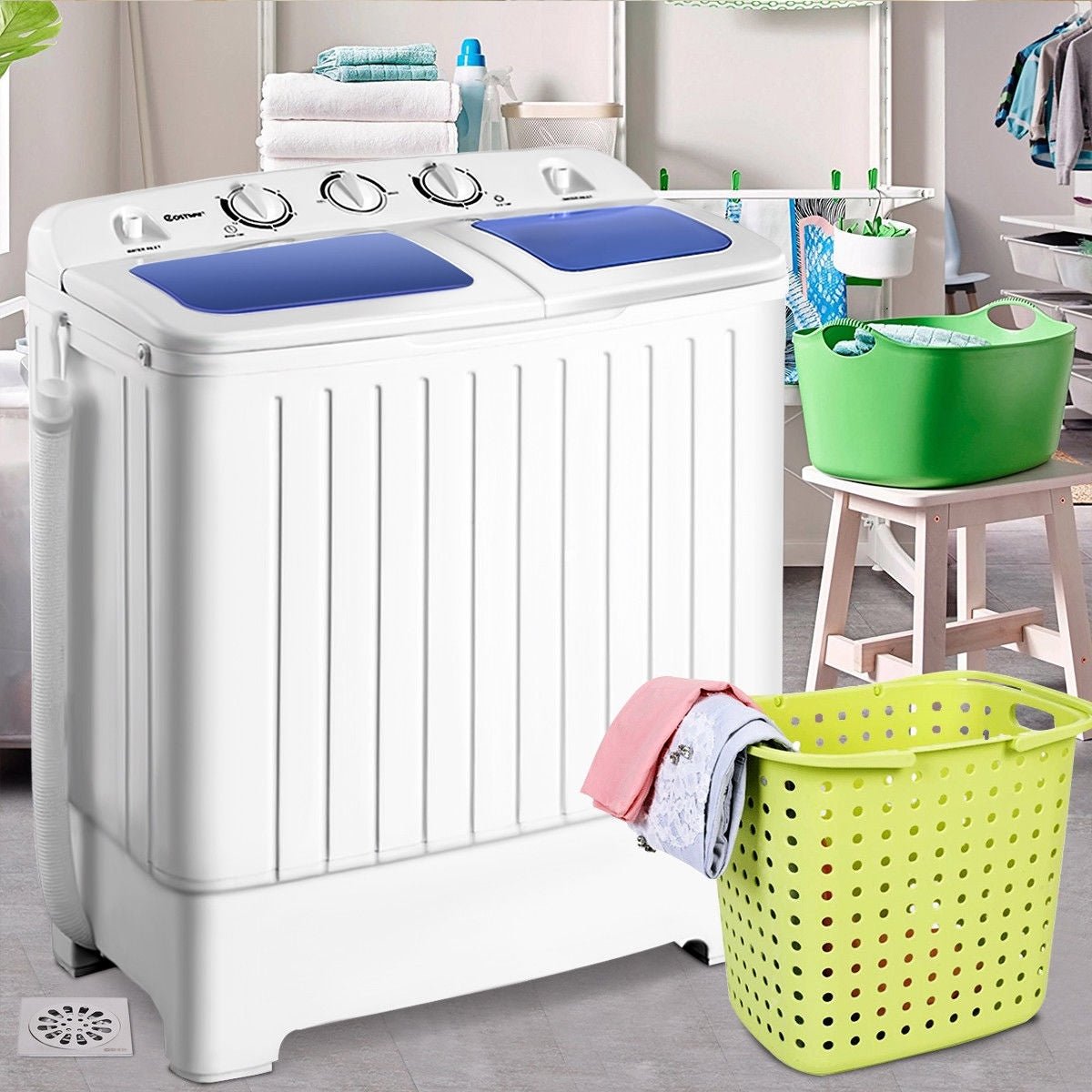 20 lbs Compact Twin Tub Washing Machine for Home Use, White Washing Machines   at Gallery Canada