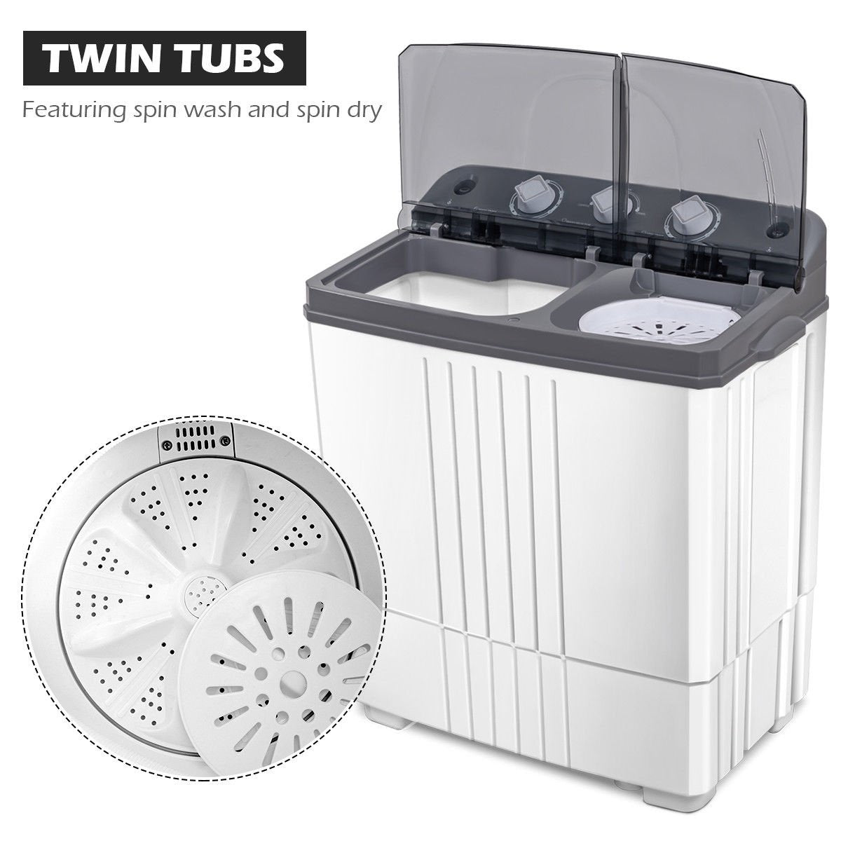 20 lbs Portable Semi-Automatic Twin-tub Washing Machine Washing Machines   at Gallery Canada