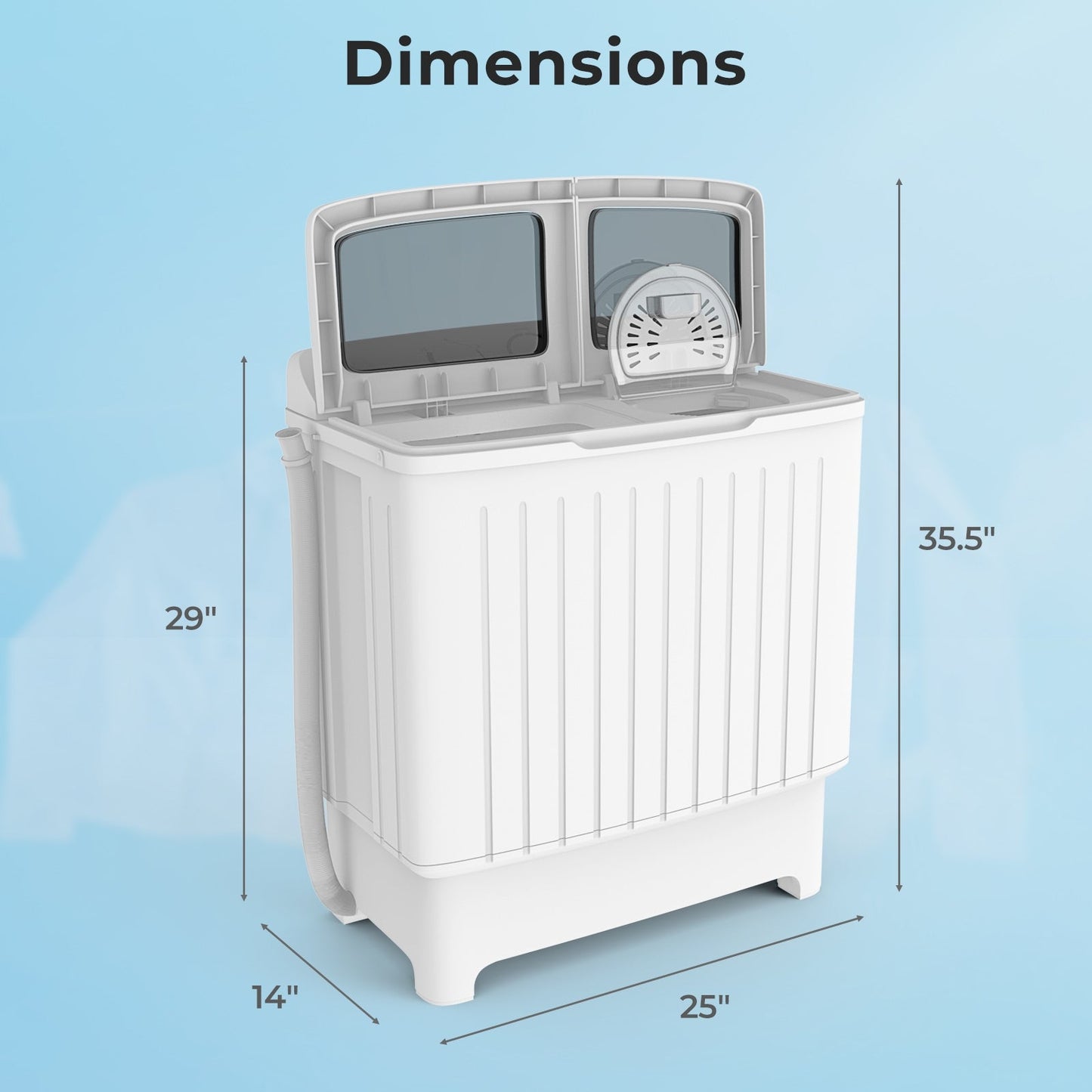 20 lbs Portable Washing Machine with Built-in Gravity Drain, Gray Washing Machines   at Gallery Canada