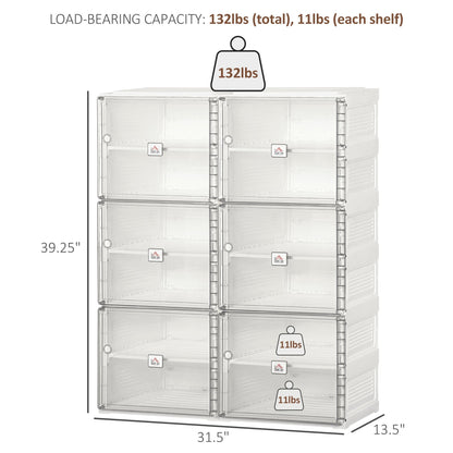 Modular 20-Pair Shoe Storage Box with Magnetic Doors, Folding Organizer, White Shoe Storage Cabinets & Racks   at Gallery Canada